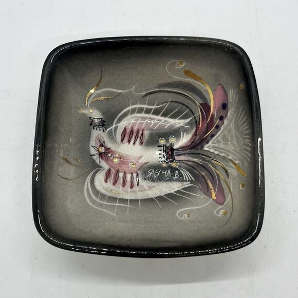 MCM Sascha Brastoff Jewel Bird Bowl Trinket Dish Ashtray Signed Vintage - Picture 2 of 4